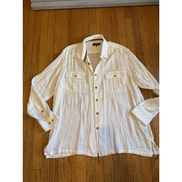 J.L. Powell Shirt Mens 2XL XXL White Cotton Long Sleeve Button Front Pockets - Picture 1 of 8